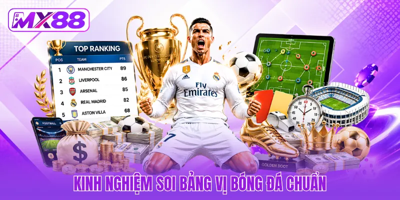 Kinh nghiệm soi bảng vị bóng đá chuẩn